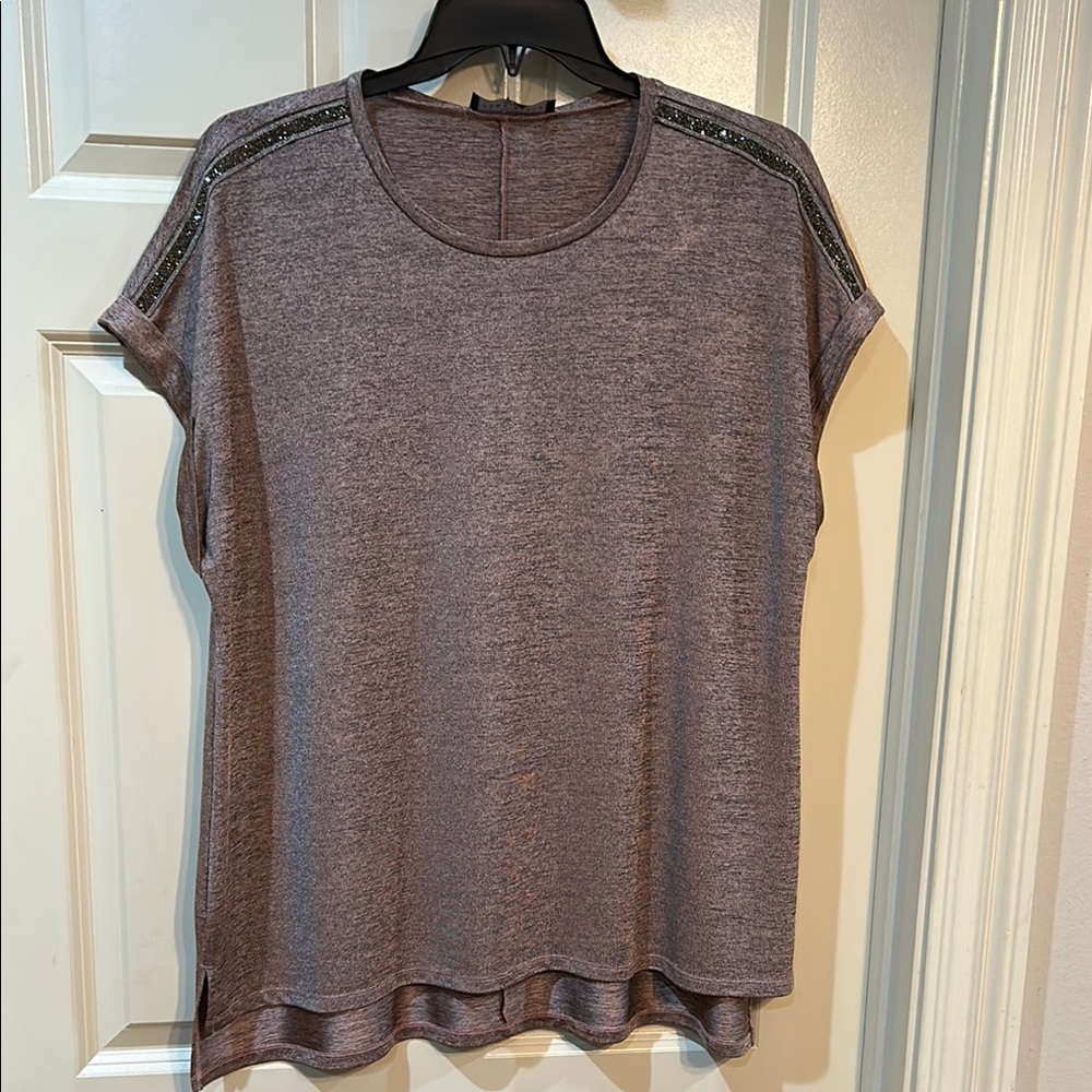 Gray Boxy Cuffed Sleeve T-Shirt
